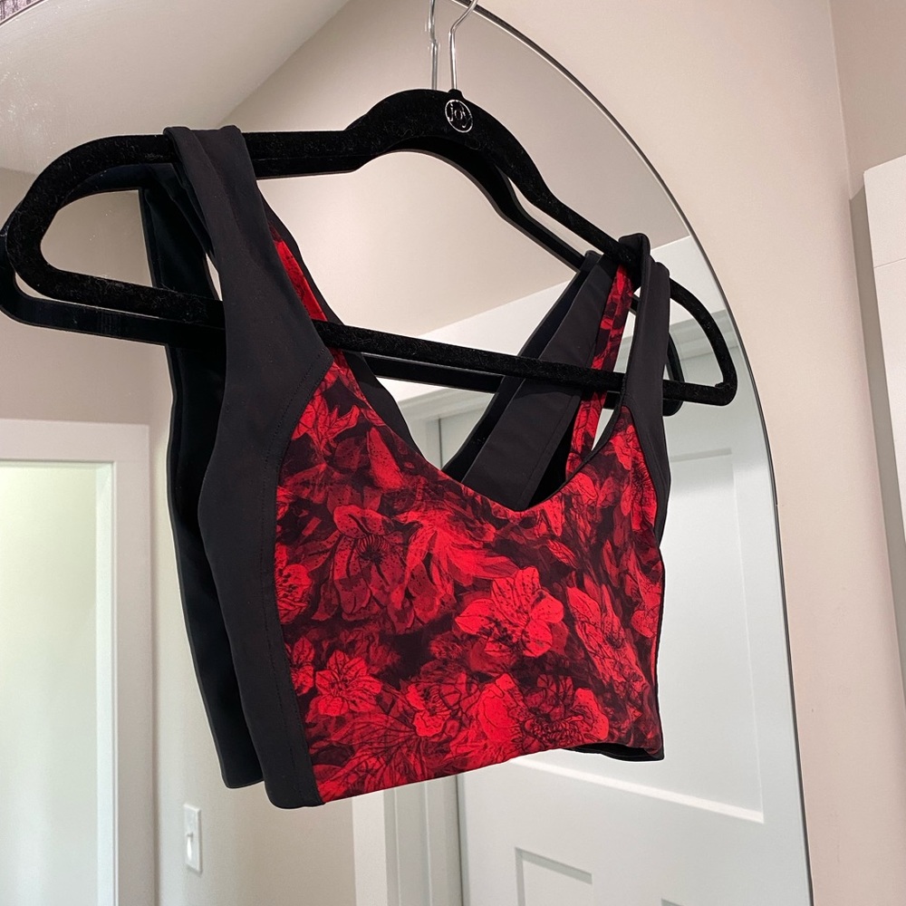 Lululemon black and red floral sports bra
